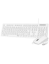 SUBBLIM Teclado Ergonómico y ratón Combo Business Slim Silencioso con cable USB Blanco