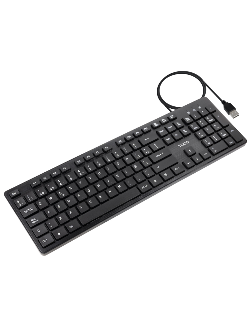 TooQ Teclado silencioso USB, 105 teclas, Negro