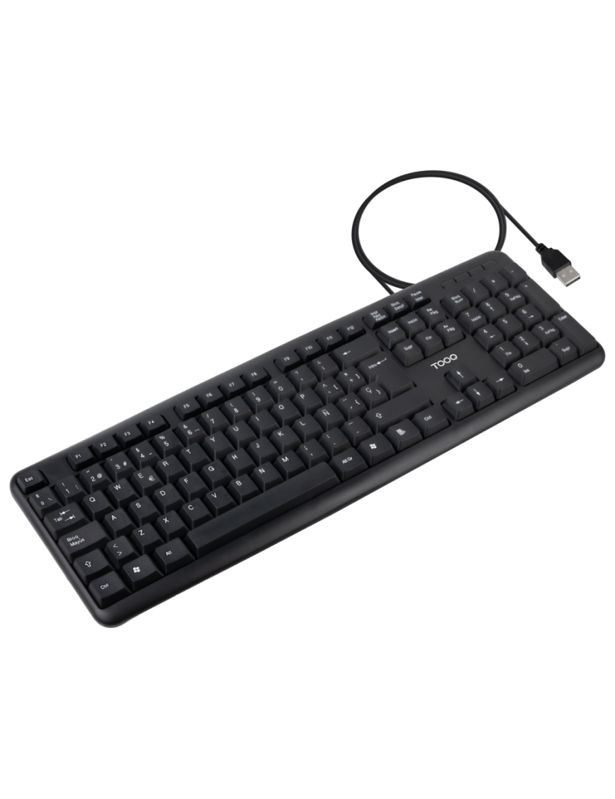 TooQ Teclado USB, 104 teclas, Negro