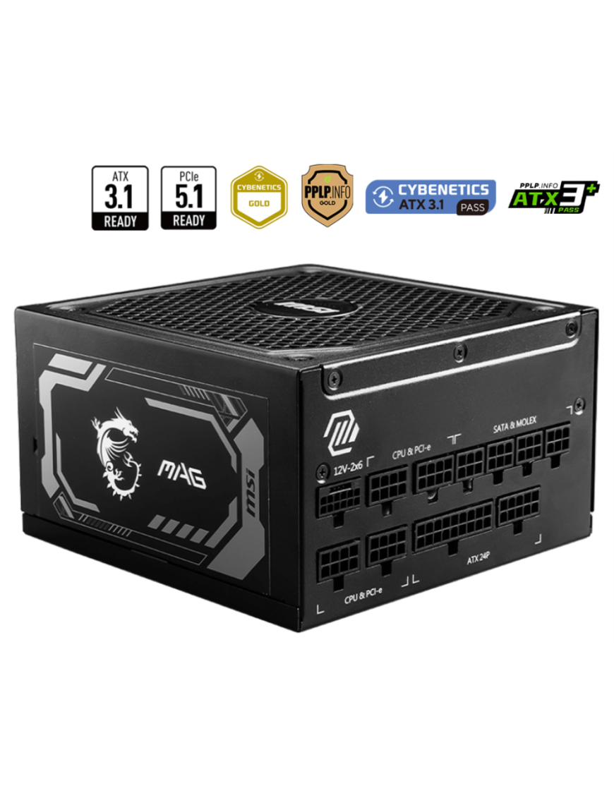 MSI MAG A1250GL PCIE5 unidad de fuente de alimentación 1250 W 24-pin ATX ATX Negro